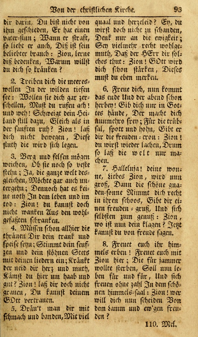 Das Geistliche Saitenspiel: oder, Eine Sammlung auserlesener, erbaulicher, geistreicher Lieder zum Gebrauch aller Gottliebenden Seelen, insonderheit für dei Gemeinen der Evangelischen... (1st Aufl.) page 93