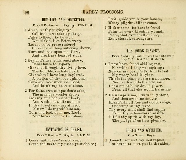 Early Blossoms: a collection of music for Sabbath schools, with rudiments page 98