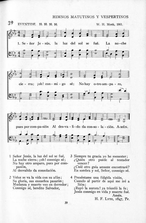 El Himnario para el uso de las Iglesias Evangelicas de Habla Espanola en Todo el Mundo page 39