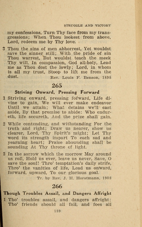 The Evangelical Hymnal. Text edition page 189
