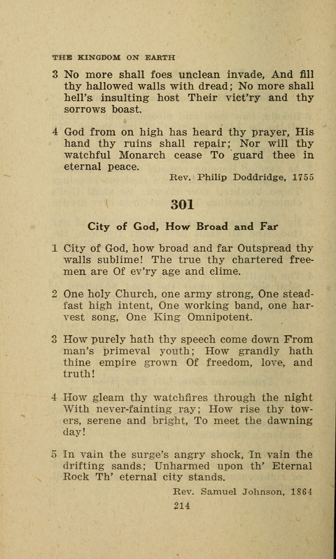 The Evangelical Hymnal. Text edition page 214