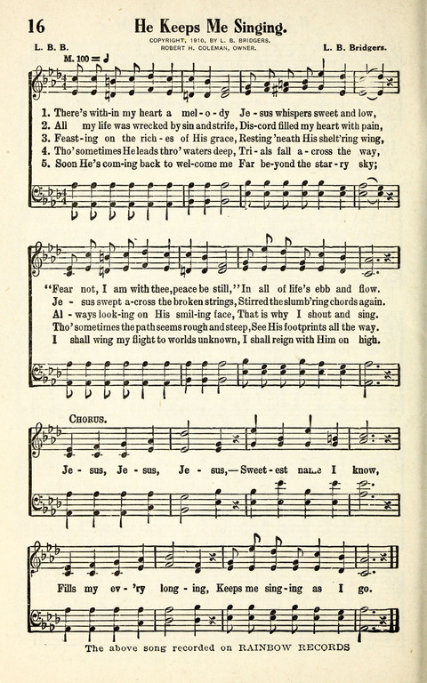 Favorite Selections from Victorious Service Songs: Designed for Conventions and Other Special Occasions page 16