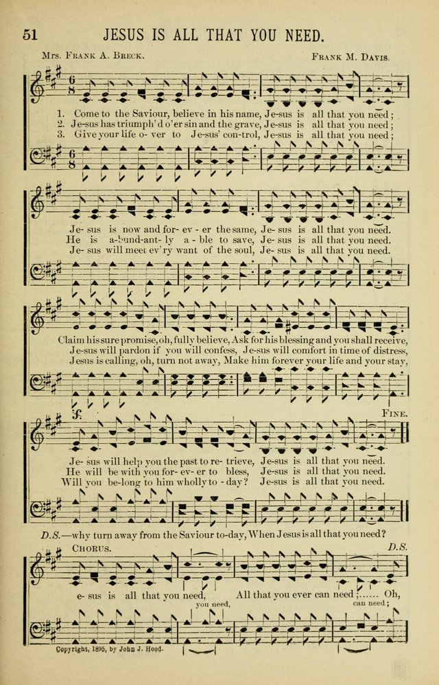 Gospel Hosannas: A Choice Collection of Hymns and Tunes for use in Evangelistic, Brotherhood and Mission Meetings, Sunday School, Etc. page 51