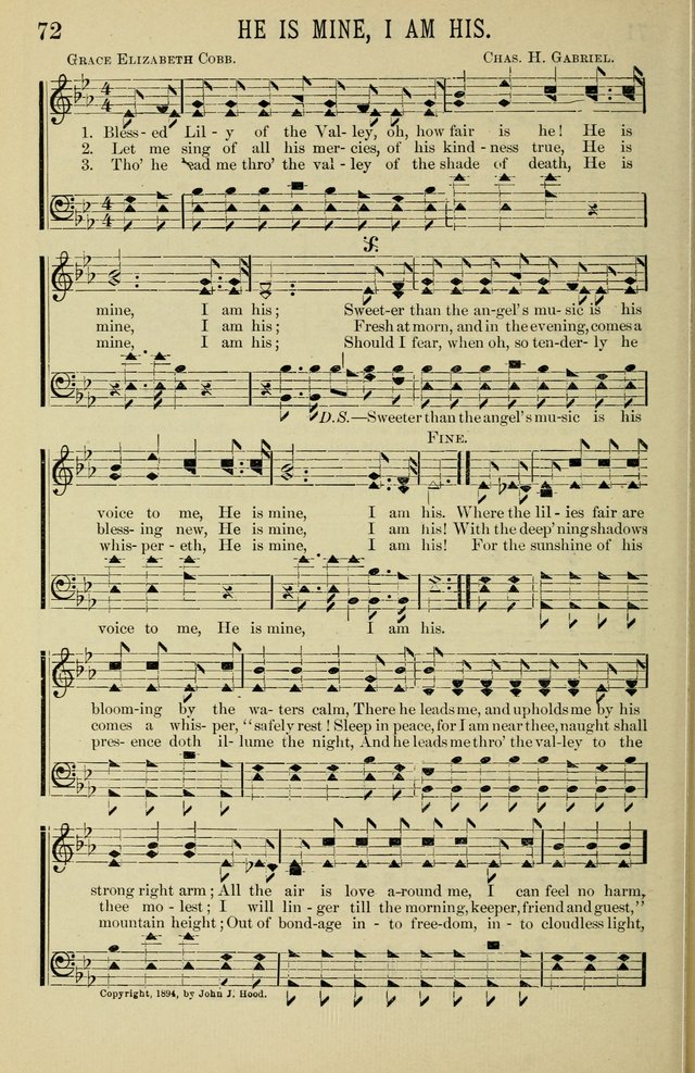 Gospel Hosannas: A Choice Collection of Hymns and Tunes for use in Evangelistic, Brotherhood and Mission Meetings, Sunday School, Etc. page 72