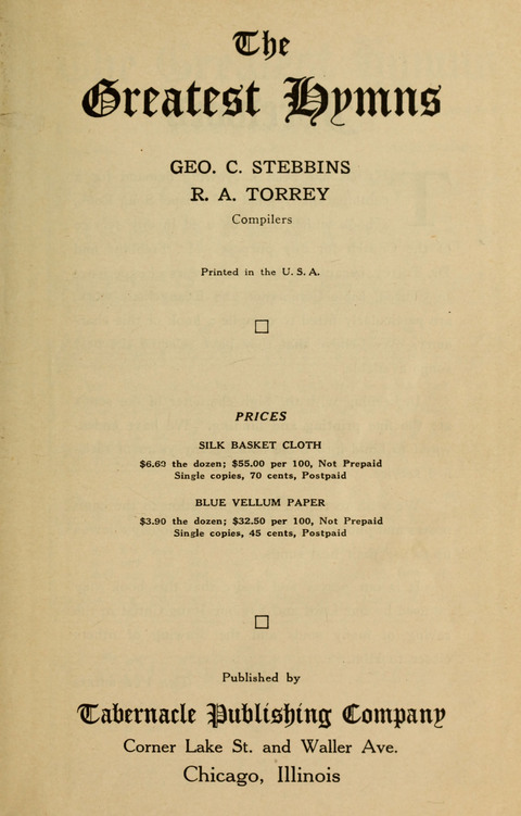 The Greatest Hymns page iv