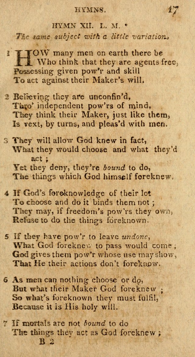 The Gospel Hymn Book: being a selection of hymns, composed by different authors designed for the use of the church universal and adapted to public and private devotion page 17