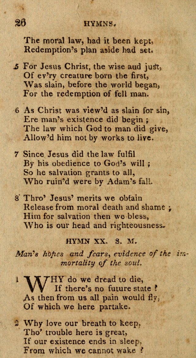 The Gospel Hymn Book: being a selection of hymns, composed by different authors designed for the use of the church universal and adapted to public and private devotion page 26