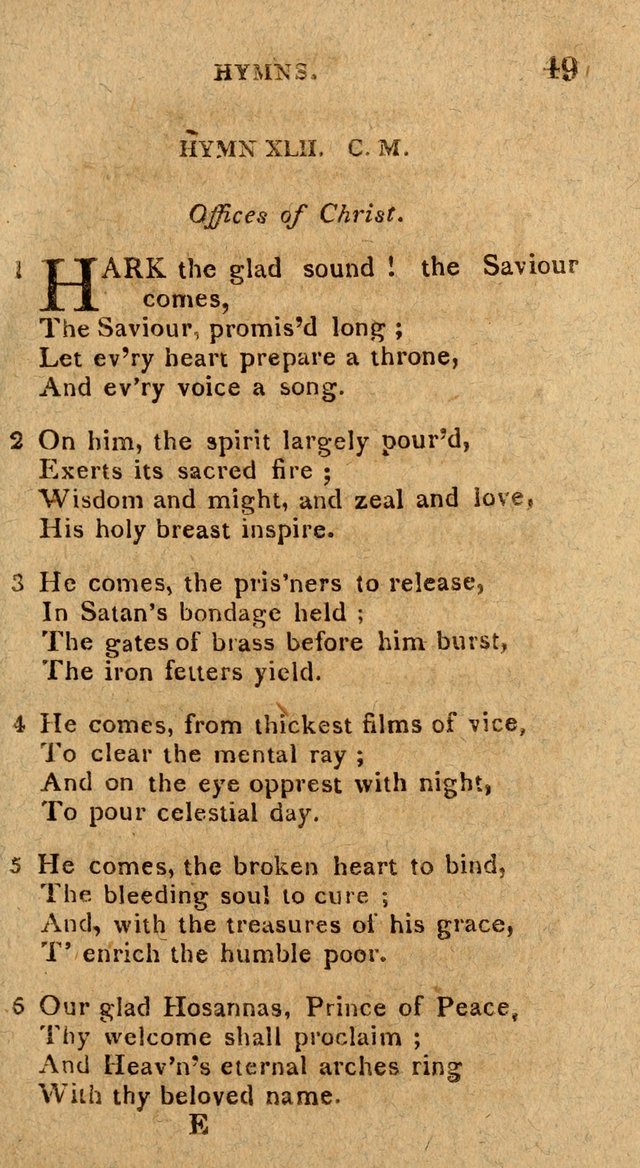 The Gospel Hymn Book: being a selection of hymns, composed by different authors designed for the use of the church universal and adapted to public and private devotion page 49