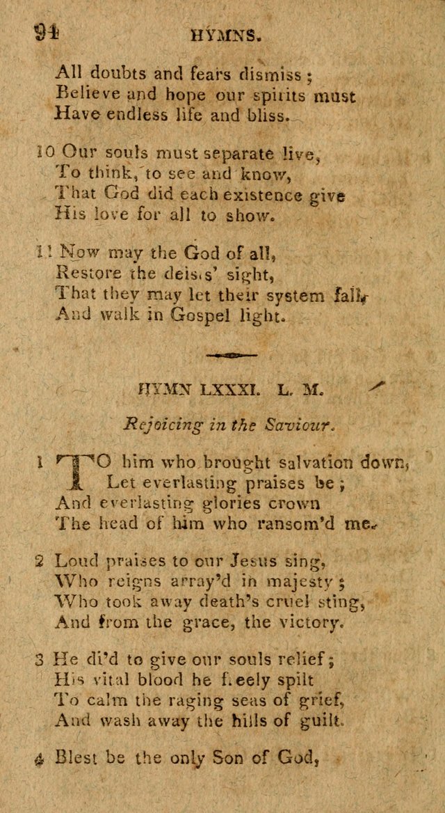 The Gospel Hymn Book: being a selection of hymns, composed by different authors designed for the use of the church universal and adapted to public and private devotion page 94