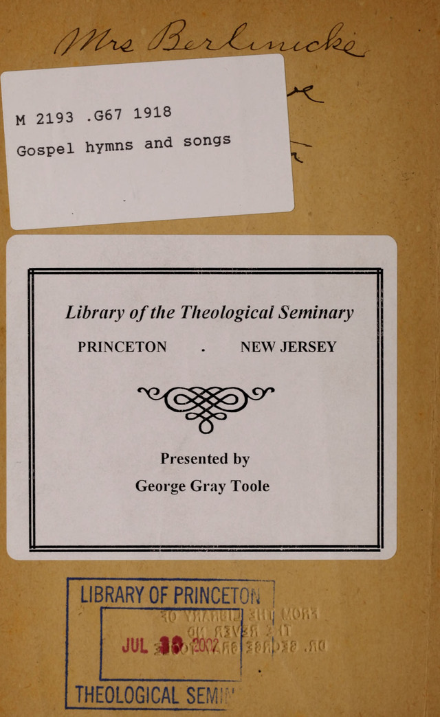 Gospel Hymns and Songs: for the Church, Sunday School and Evangelistic Services page i