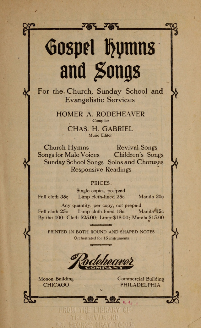 Gospel Hymns and Songs: for the Church, Sunday School and Evangelistic Services page ii