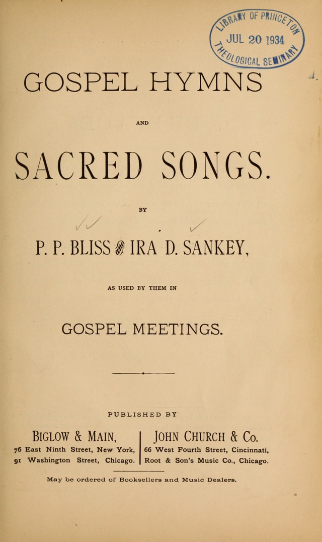 Gospel Hymns and Sacred Songs: as used by them in gospel meetings page 1