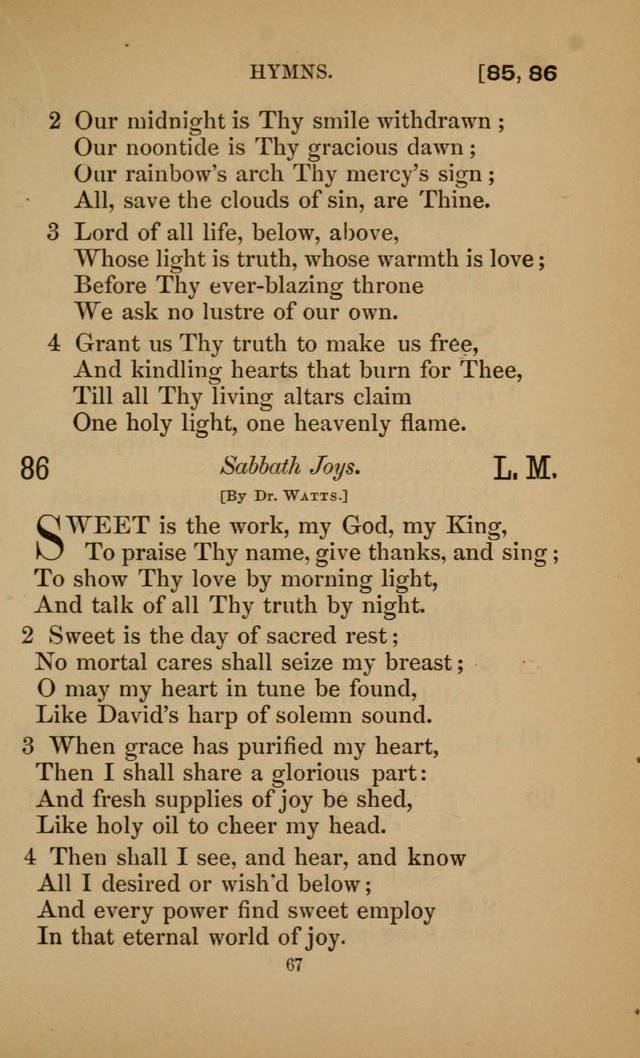 Hymns for All Christians page 67