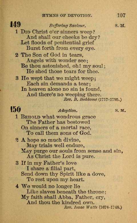Hymns of the Ages: for Public and Social Worship, Approved and Recommended ... by the General Assembly of the Presbyterian Church in the U.S. (Second ed.) page 107