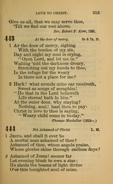 Hymns of the Ages: for Public and Social Worship, Approved and Recommended ... by the General Assembly of the Presbyterian Church in the U.S. (Second ed.) page 313