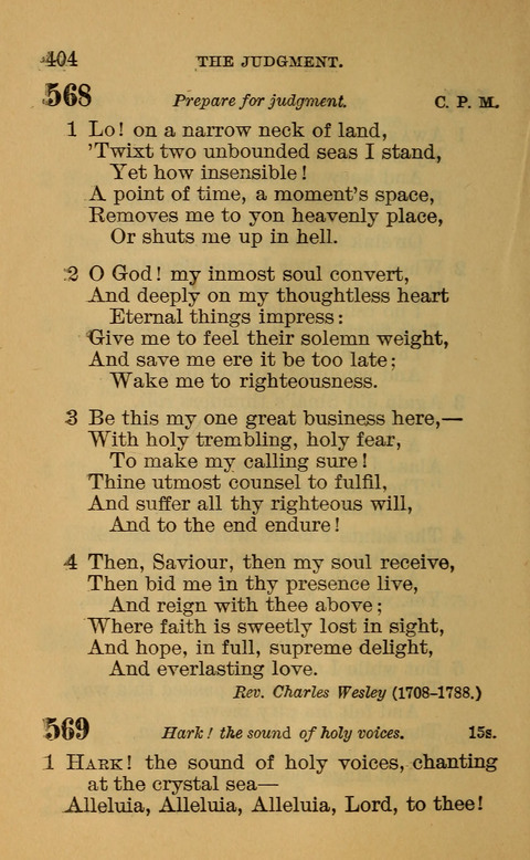 Hymns of the Ages: for Public and Social Worship, Approved and Recommended ... by the General Assembly of the Presbyterian Church in the U.S. (Second ed.) page 404