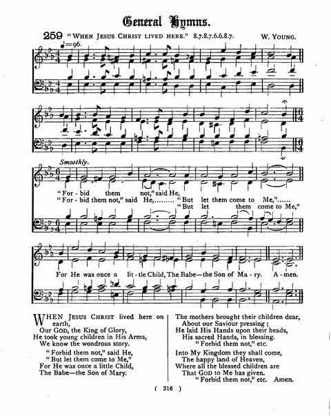 Hymns for the Children of the Church: with accompanying tunes page 316