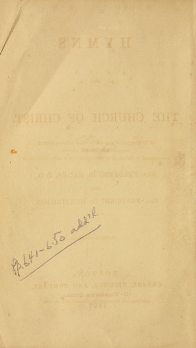 Hymns for the Church of Christ. (6th thousand) page vi