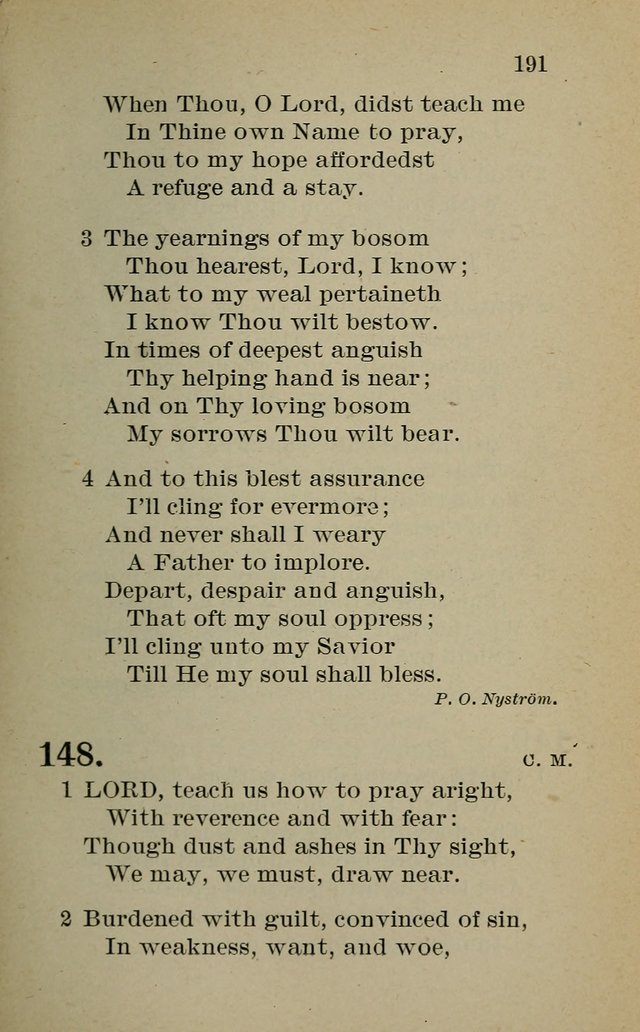 Hymnal: for churches and Sunday-schools of the Augustana Synod page 191