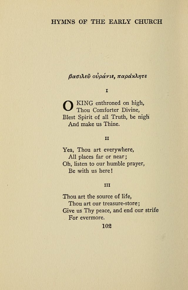 Hymns of the Early Church: translated from Greek and Latin sources; together with translations from a later period; centos and suggestions from the Greek; and several original pieces page 102
