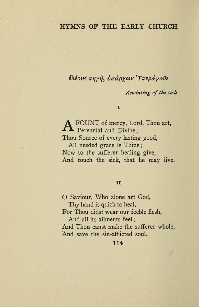 Hymns of the Early Church: translated from Greek and Latin sources; together with translations from a later period; centos and suggestions from the Greek; and several original pieces page 114
