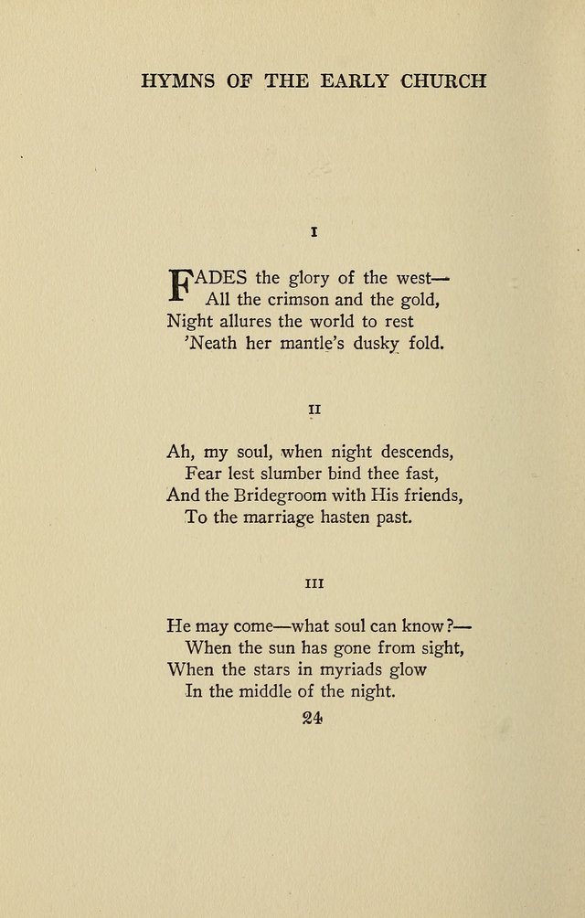 Hymns of the Early Church: translated from Greek and Latin sources; together with translations from a later period; centos and suggestions from the Greek; and several original pieces page 24