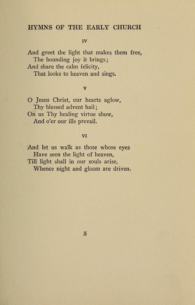 Hymns of the Early Church: translated from Greek and Latin sources; together with translations from a later period; centos and suggestions from the Greek; and several original pieces page 5