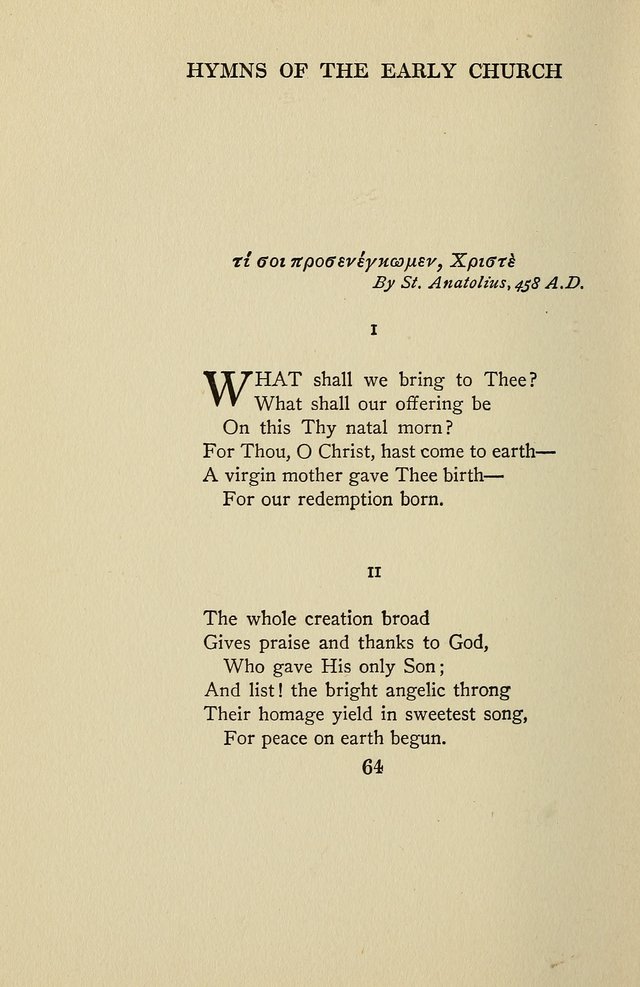 Hymns of the Early Church: translated from Greek and Latin sources; together with translations from a later period; centos and suggestions from the Greek; and several original pieces page 64
