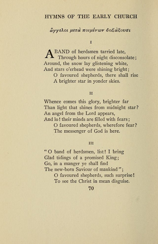 Hymns of the Early Church: translated from Greek and Latin sources; together with translations from a later period; centos and suggestions from the Greek; and several original pieces page 70