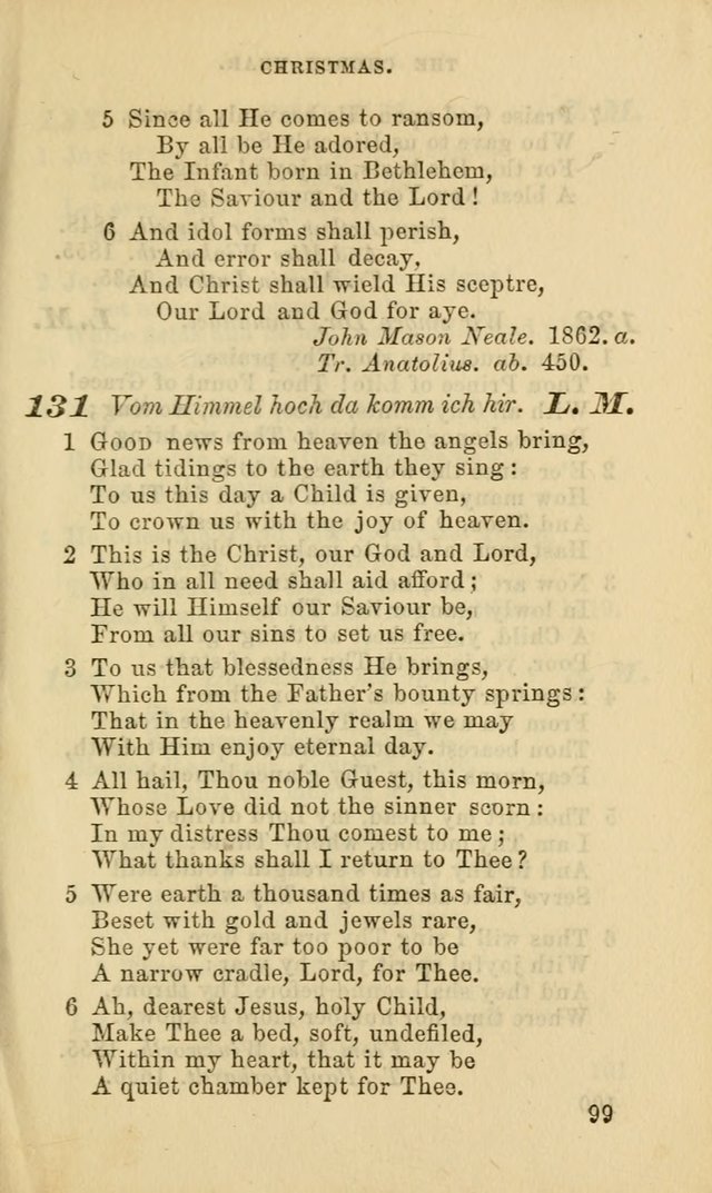Hymns for the use of the Evangelical Lutheran Church, by the Authority of the Ministerium of Pennsylvania page 99