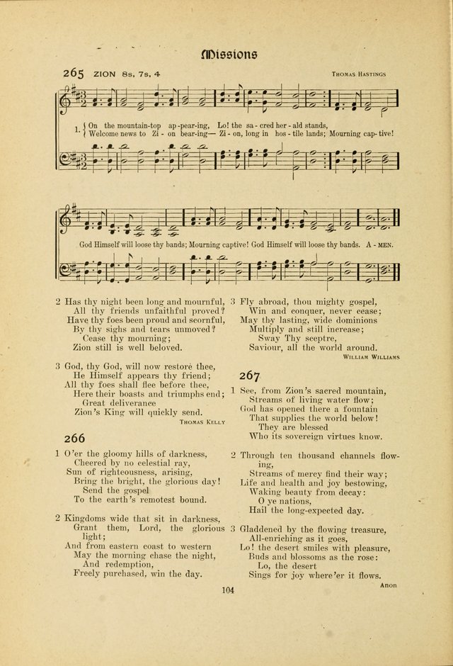 Hymns, Psalms and Gospel Songs: with responsive readings page 104