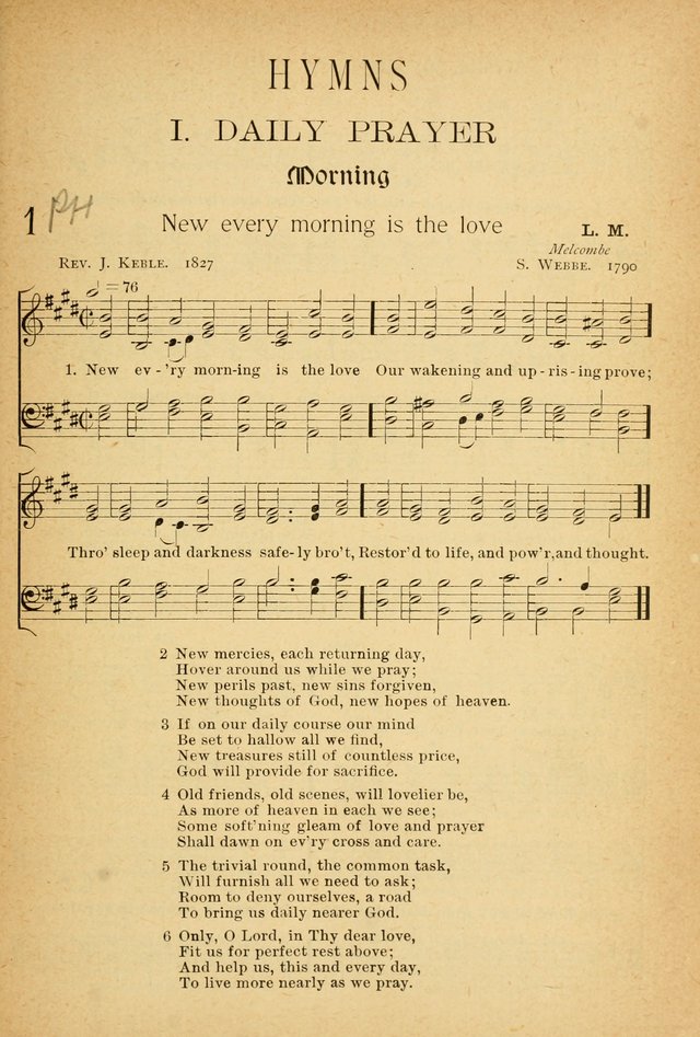 The Hymnal: revised and enlarged as adopted by the General Convention of the Protestant Episcopal Church in the United States of America in the of our Lord 1892..with music, as used in Trinity Church page xiv