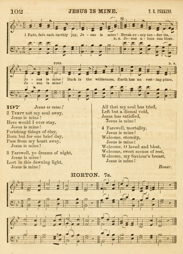 Hallowed Songs: a collection of the most popular hymns and tunes, both old, and new, designed for prayer and social meetings, revivals, family worship, and Sabbath schools page 102