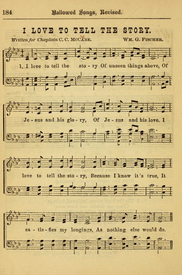 Hallowed Songs: for prayer and social meetings, containing hymns and tunes, carefully selected from all sources, both old and new, and are of the most spiritual..(Newly Revised) page 184