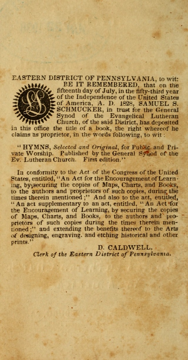 Hymns, Selected and Original: for public and private worship (1st ed.) page iv