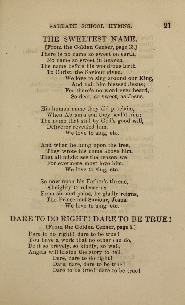 Hymns for the use of the Sabbath School of the Second Reformed Church, Albany N. Y. page 21