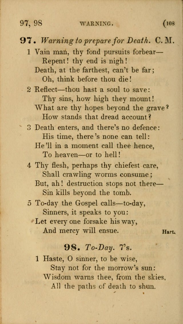 Hymns for Social Worship: selected from Watts, Doddridge, Newton, Cowper, Steele and others page 108