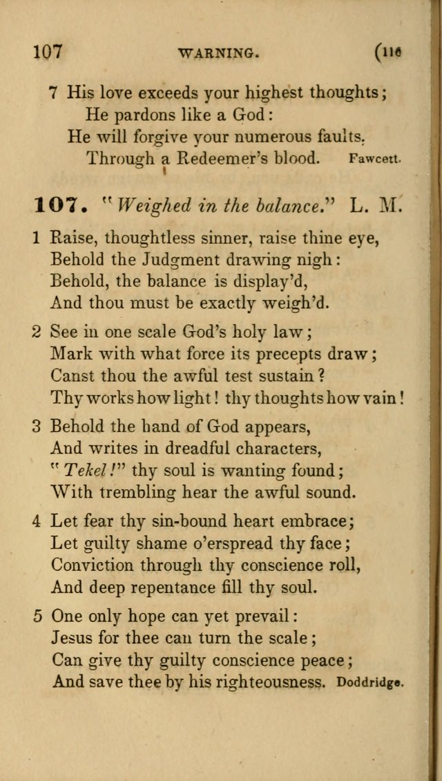 Hymns for Social Worship: selected from Watts, Doddridge, Newton, Cowper, Steele and others page 116
