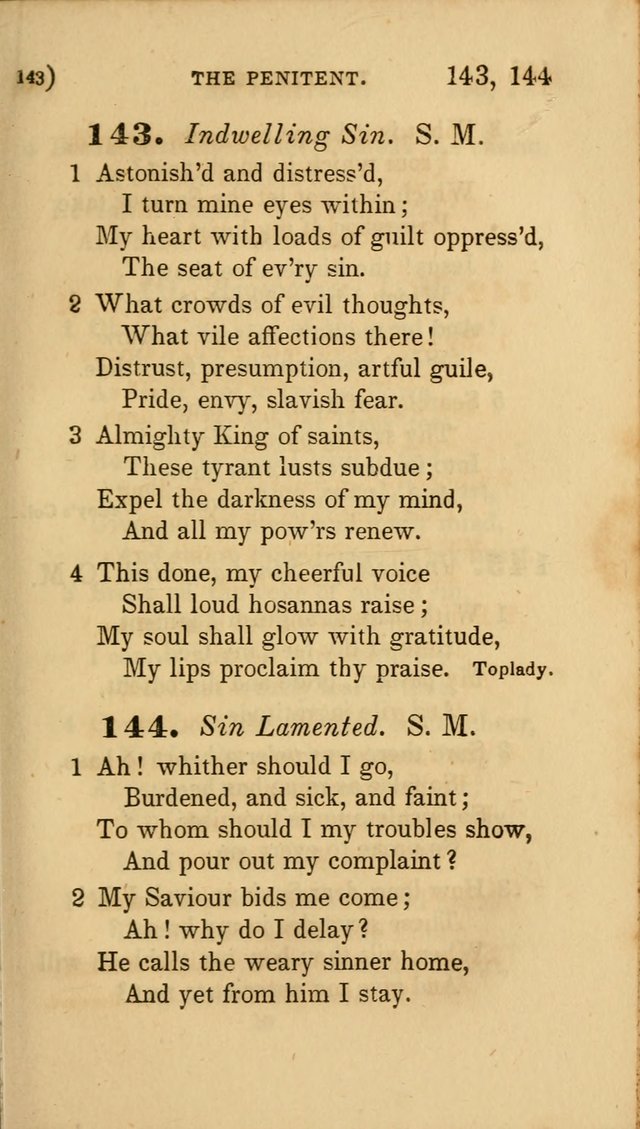 Hymns for Social Worship: selected from Watts, Doddridge, Newton, Cowper, Steele and others page 143