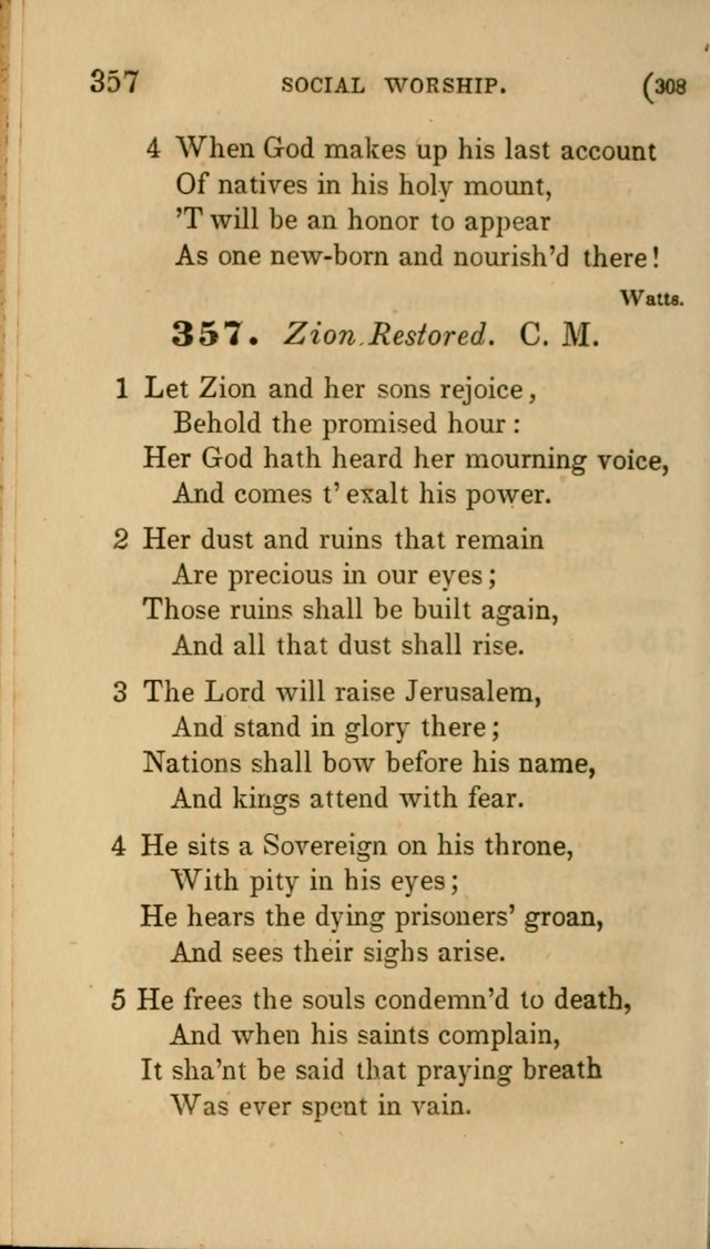 Hymns for Social Worship: selected from Watts, Doddridge, Newton, Cowper, Steele and others page 308
