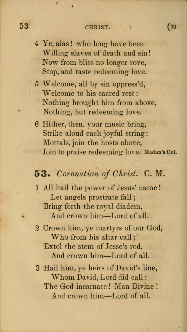 Hymns for Social Worship: selected from Watts, Doddridge, Newton, Cowper, Steele and others page 70