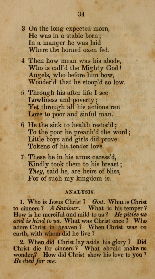 The Infant School and Nursery Hymn Book: being a collection of hymns, original and selected; with an analysis of each, designed to assist mothers and teachers... (3rd ed., rev. and corr.) page 34