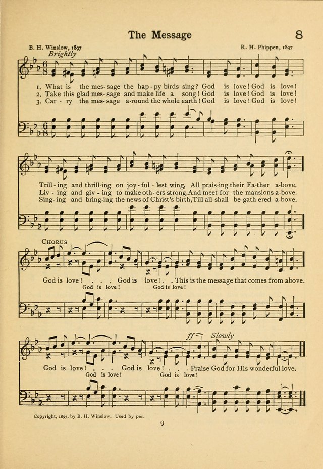 Junior Carols: a collection of sacred songs for Junior Societies, Sunday Schools, the Home Circle page 9