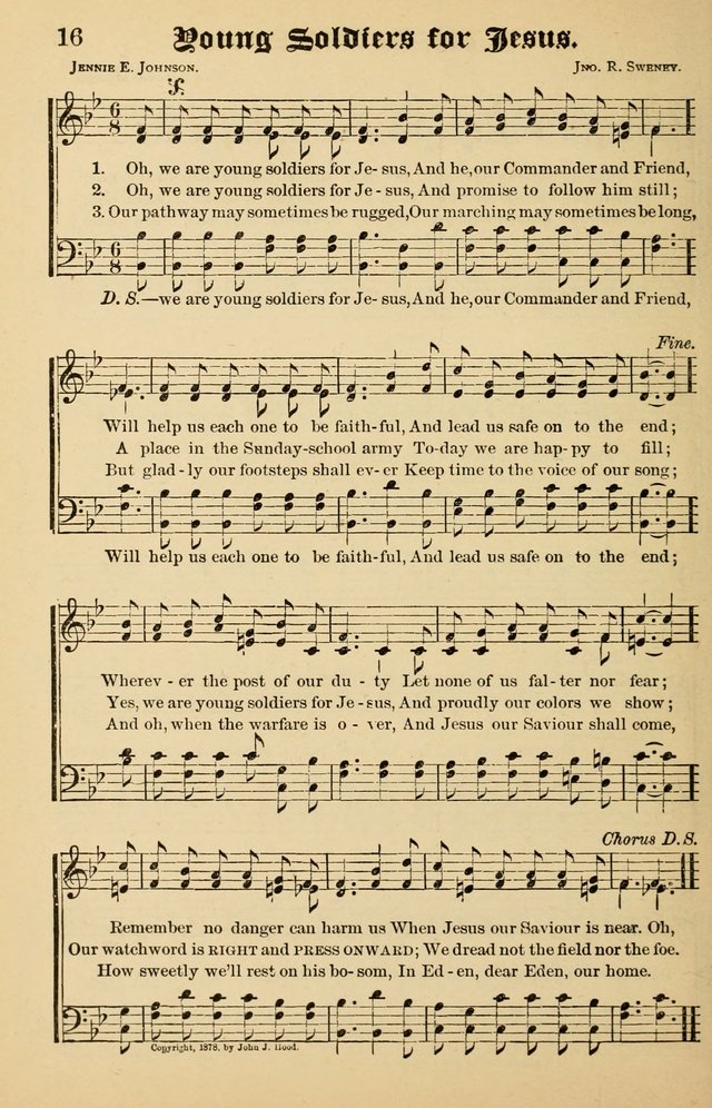Junior Songs: a collection of sacred hymns and songs; for use in meetings of junior societies, Sunday Schools, etc. page 16