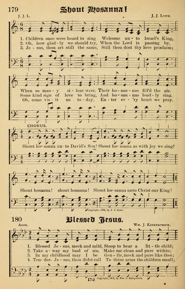 Junior Songs: a collection of sacred hymns and songs; for use in meetings of junior societies, Sunday Schools, etc. page 168