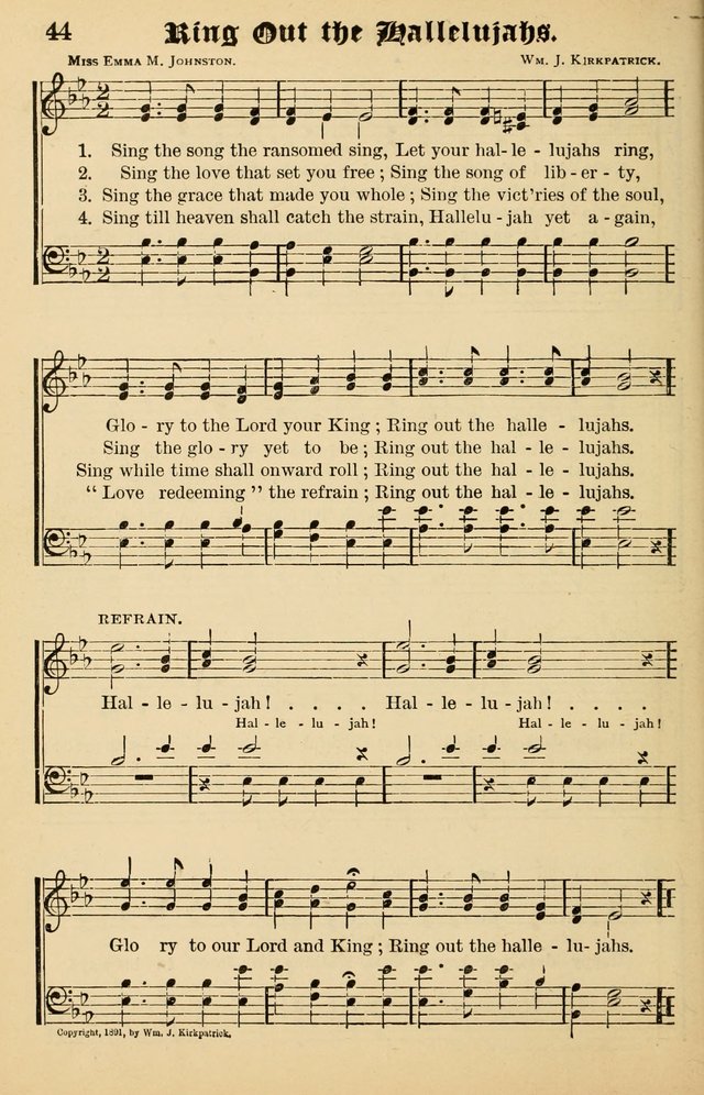 Junior Songs: a collection of sacred hymns and songs; for use in meetings of junior societies, Sunday Schools, etc. page 44