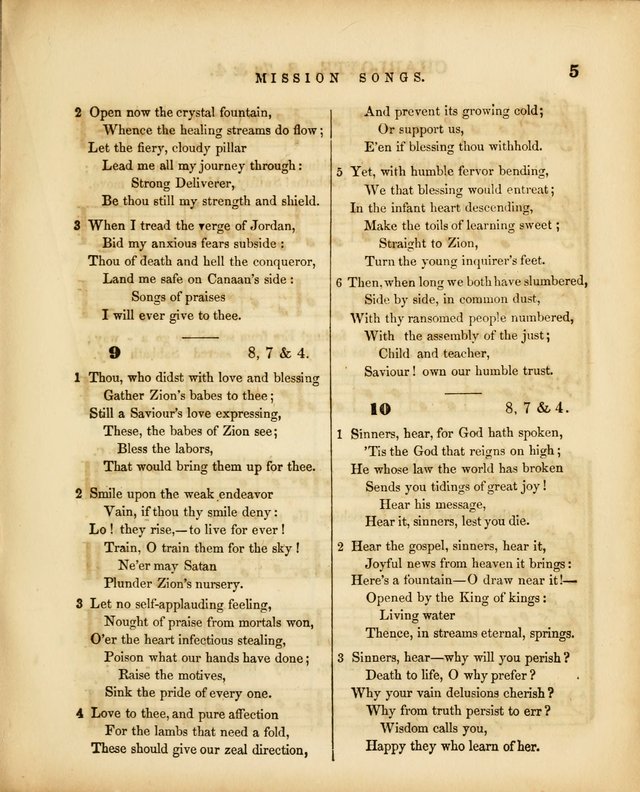 Mission Songs: a collection of hymns and music, designed for Sabbath schools page 5