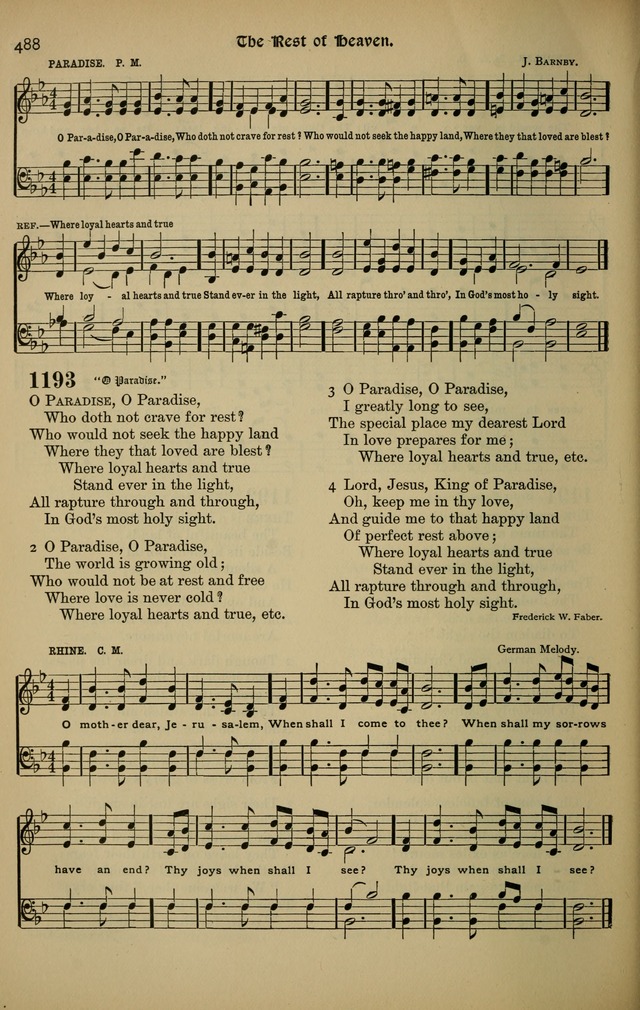 The New Laudes Domini: a selection of spiritual songs, ancient and modern for use in Baptist churches page 488