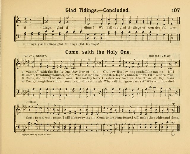 Our Song Book: a collection of songs selected and edited expressly for the Sunday School of the First Baptist Peddie Memorial Church, Newark, N. J. page 106