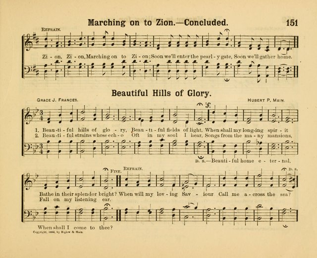 Our Song Book: a collection of songs selected and edited expressly for the Sunday School of the First Baptist Peddie Memorial Church, Newark, N. J. page 150